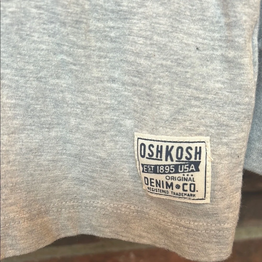 OshKosh B'gosh Gray and Blue hooded Long Sleeve Tee